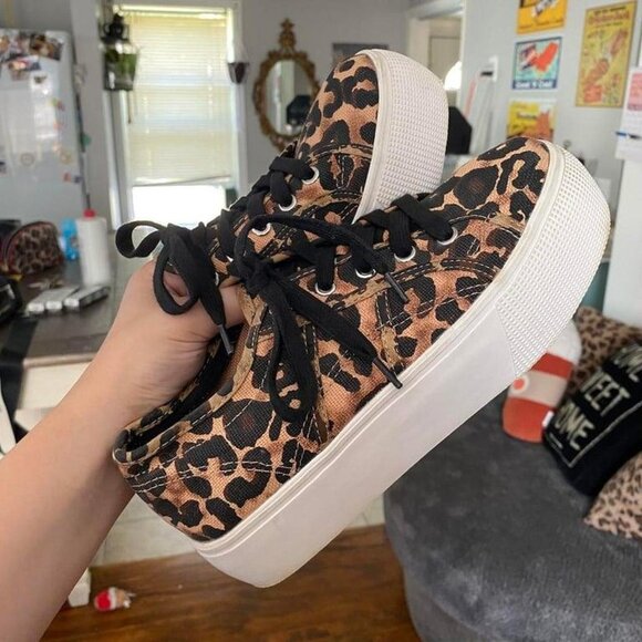 Steve Madden Emmi Leopard Print Platform Sneakers Women's Size 6.5 - Picture 1 of 4